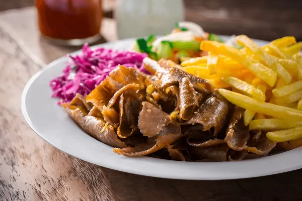 Doner Meat & Chips with Salad